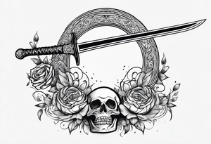 Thin sword downward alone tattoo idea