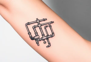 detailed system of plumbing pipes vertical ending with a fade off tattoo idea