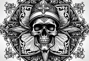 Cross with a skull in the middle tattoo idea