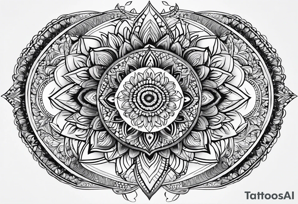 Mandala half moon tattoo idea