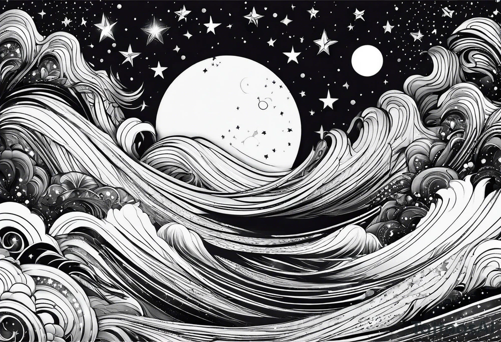 picture 8 by 8 centimeters of the starry sky tattoo idea