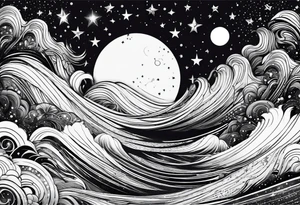 picture 8 by 8 centimeters of the starry sky tattoo idea