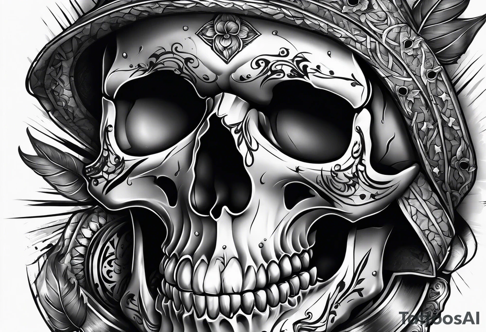 skull with 3 bullet holes tattoo idea