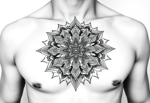 intricate mandala with sacred geometry and cosmic elements tattoo idea
