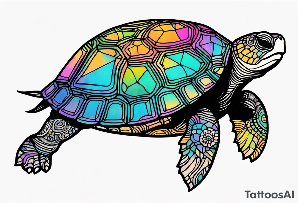 psychedelic turtle, from the top, cute tattoo idea