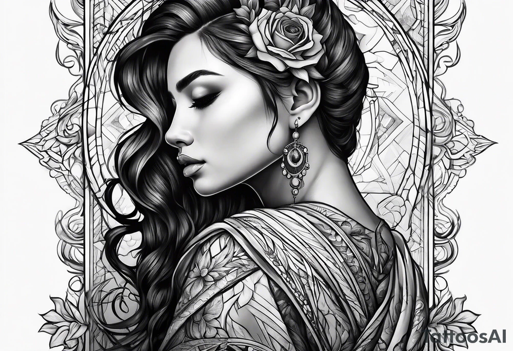 Praying Christian woman side view tattoo idea