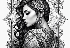 Praying Christian woman side view tattoo idea