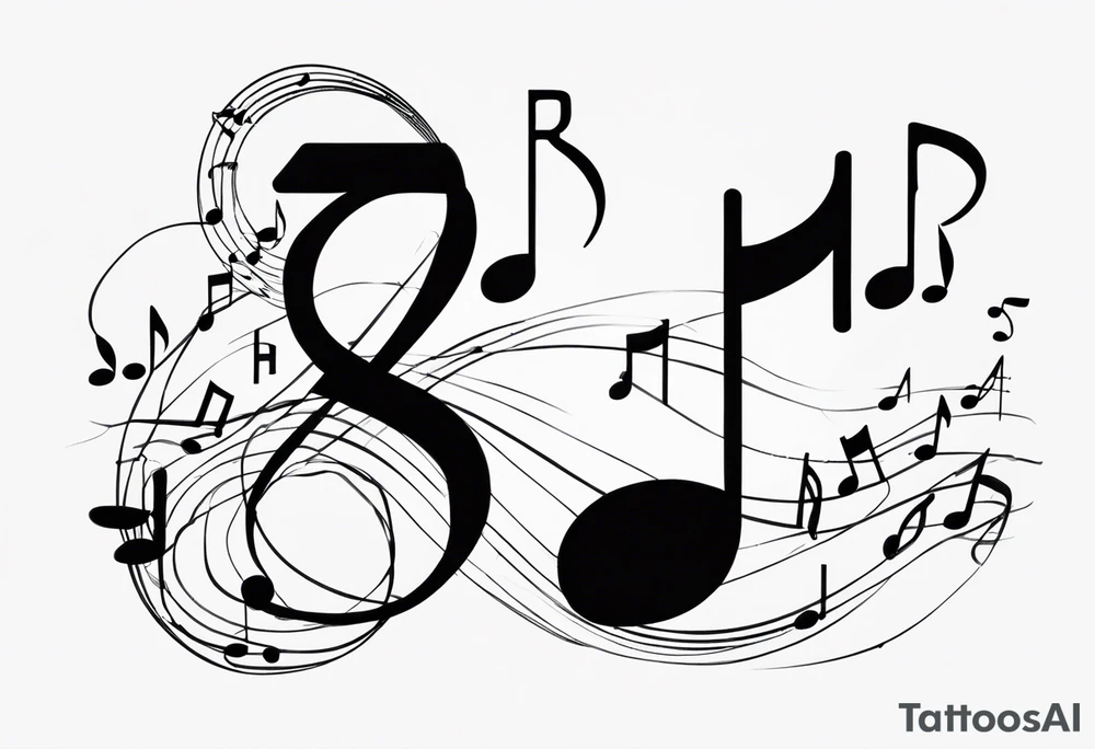 Musical notes incorporating the letters R and L tattoo idea Musical notes incorporating the letters R and L tattoo idea