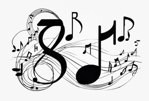 Musical notes incorporating the letters R and L tattoo idea