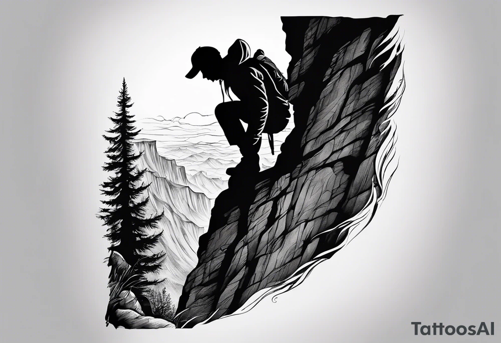 A shadow on the edge of a Cliff written under
“Never look down “ tattoo idea