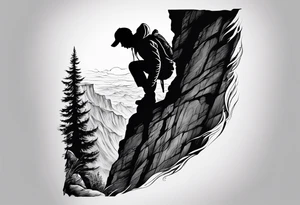 A shadow on the edge of a Cliff written under
“Never look down “ tattoo idea