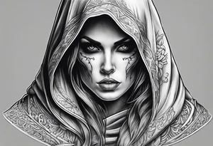 Female grim reaper full body tattoo idea