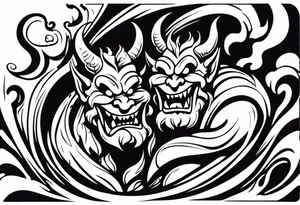 Demons in hell devil in background tattoo idea