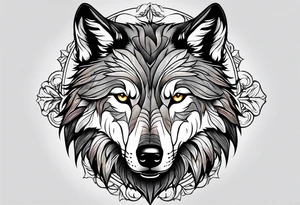 strong wolf gentle eyes tattoo idea
