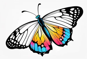 Butterfly: “A vibrant butterfly with colorful wings, resting on a flower, showcasing transformation and beauty.” tattoo idea