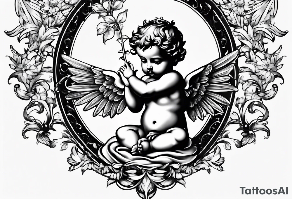 one putti praying tattoo idea
