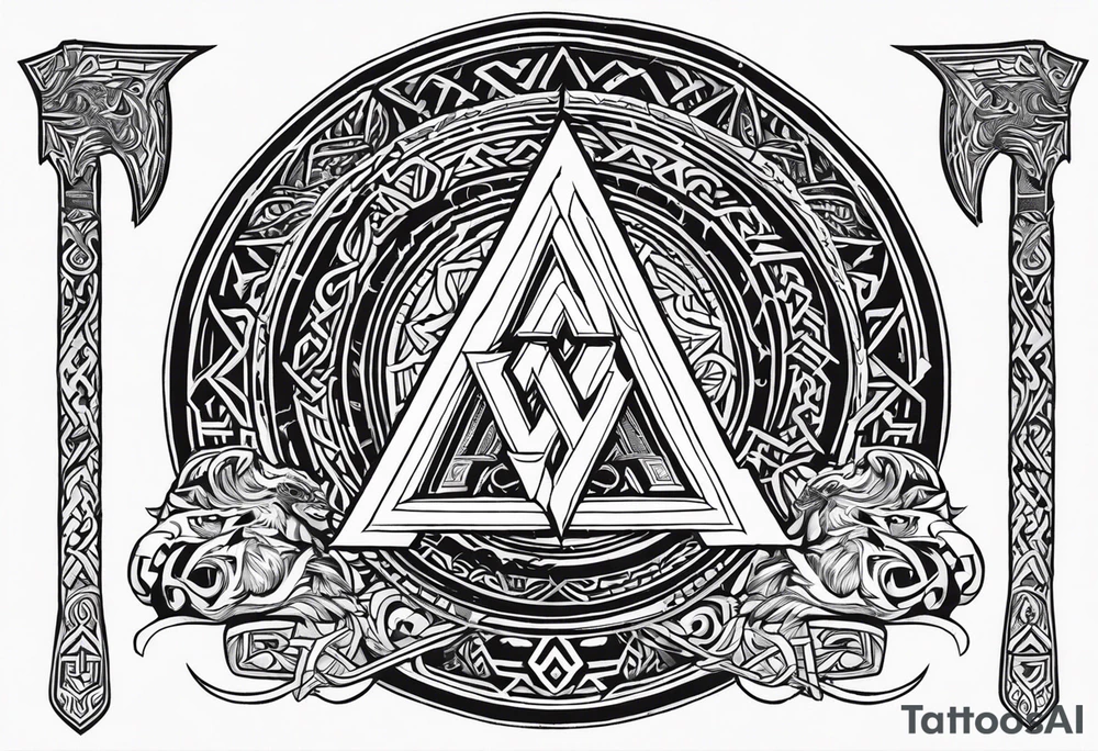 Valhalla sword
dragon axe Valknut helm of awe tattoo idea