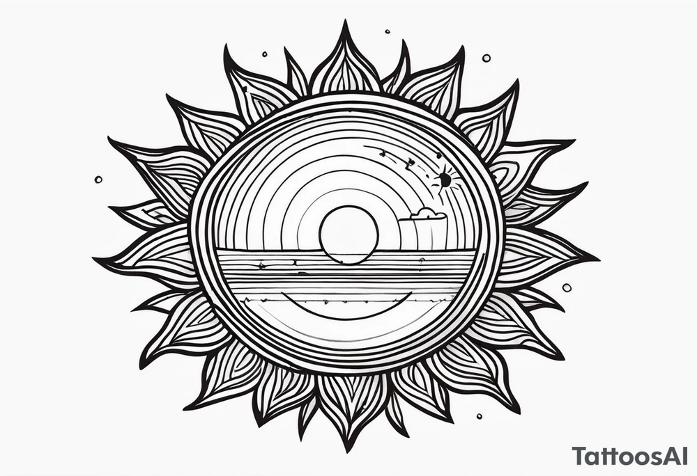 A very simple, fine-lined sun tattoo idea