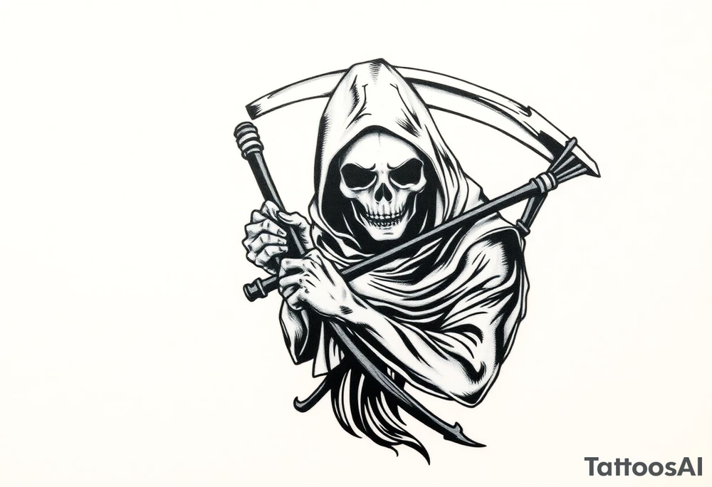 full sleeve grim reaper tattoo idea