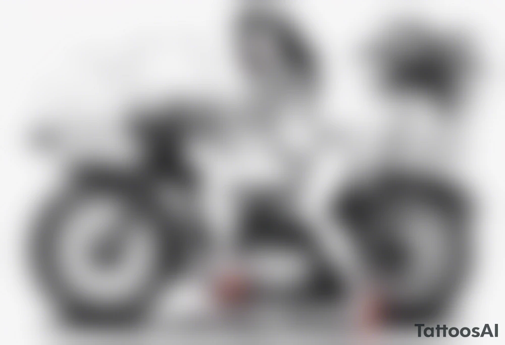 Pinup doll riding motorbike along the beach tattoo idea