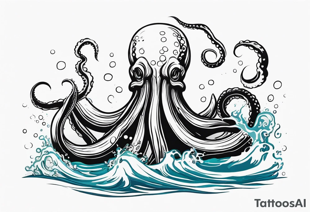 The tentacles of a kraken coming out of the water tattoo idea