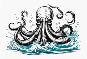 The tentacles of a kraken coming out of the water tattoo idea