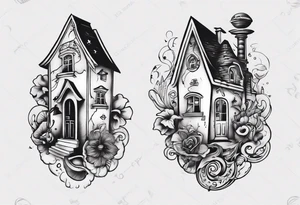 Matching tattoos with key and house tattoo idea