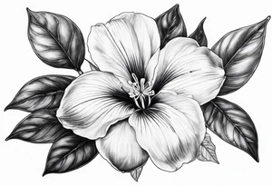 Platycodon grandiflorus with leaf and stalk with shading tattoo idea