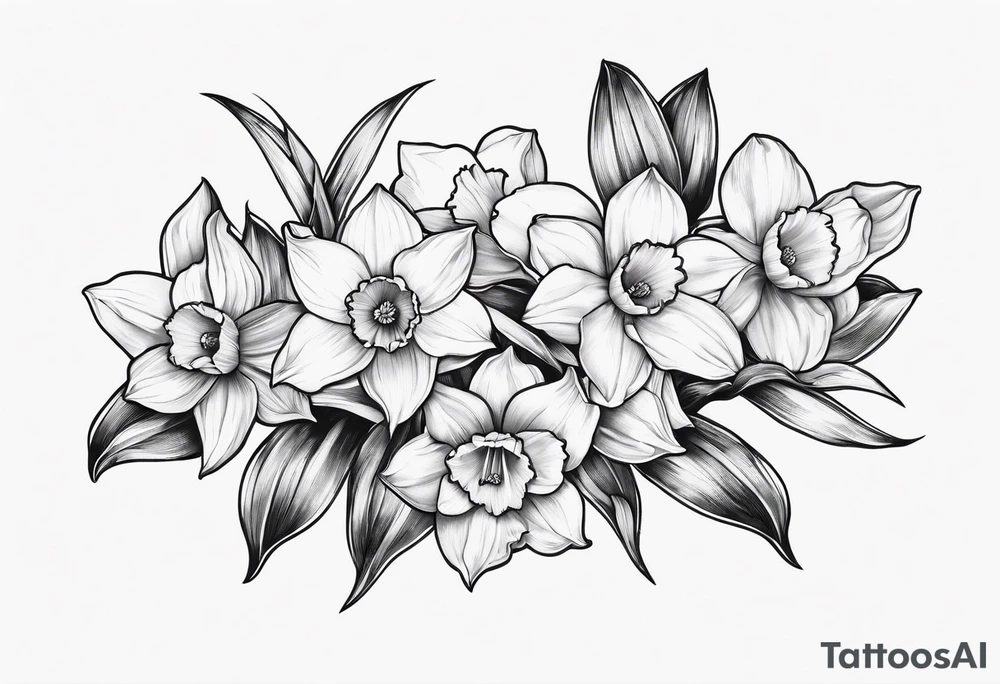 Daffodil birth flower chain tattoo idea