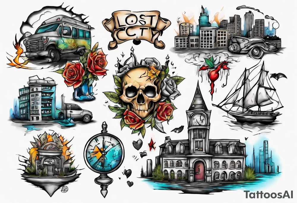 lost in the city tattoo idea