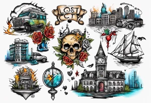 lost in the city tattoo idea
