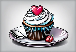 Cupcake with sweet and lighthearted imagery tattoo idea