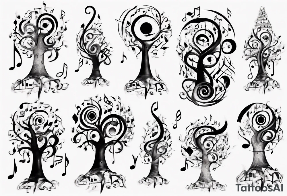 music speaker note tree stave notes tattoo idea