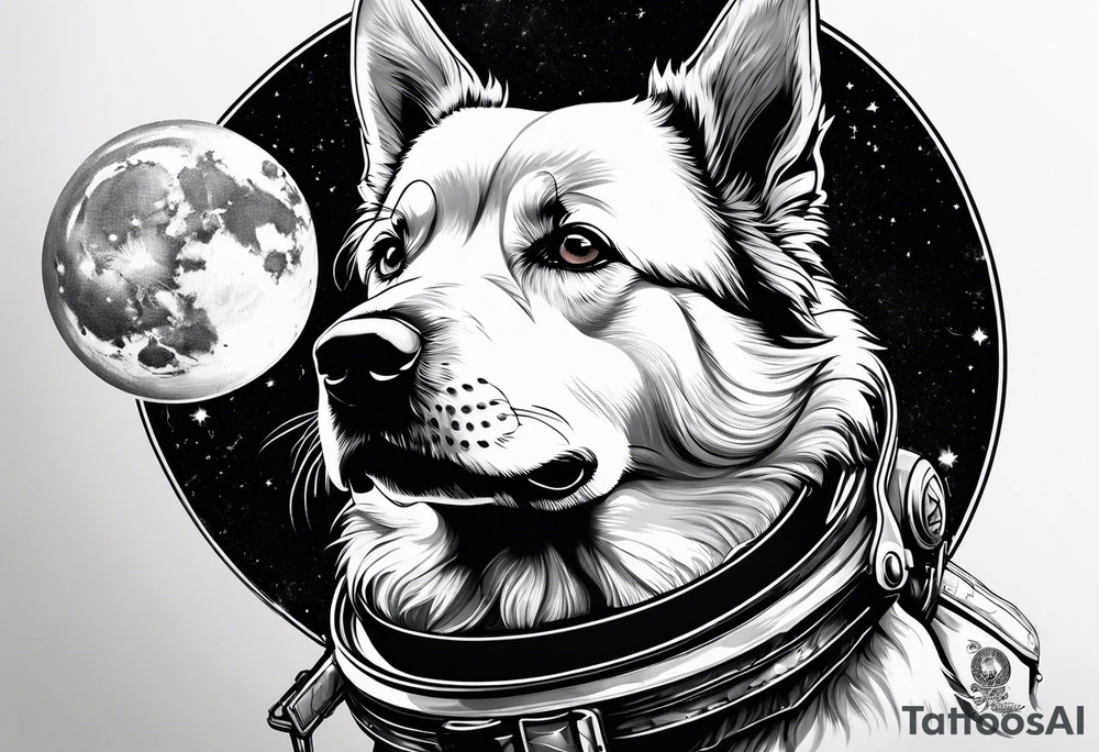 dog in space tattoo idea