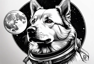 dog in space tattoo idea