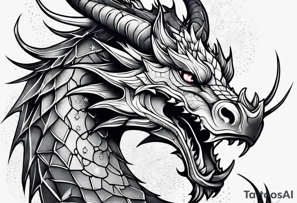 Constellation, dragon,snowflake tattoo idea