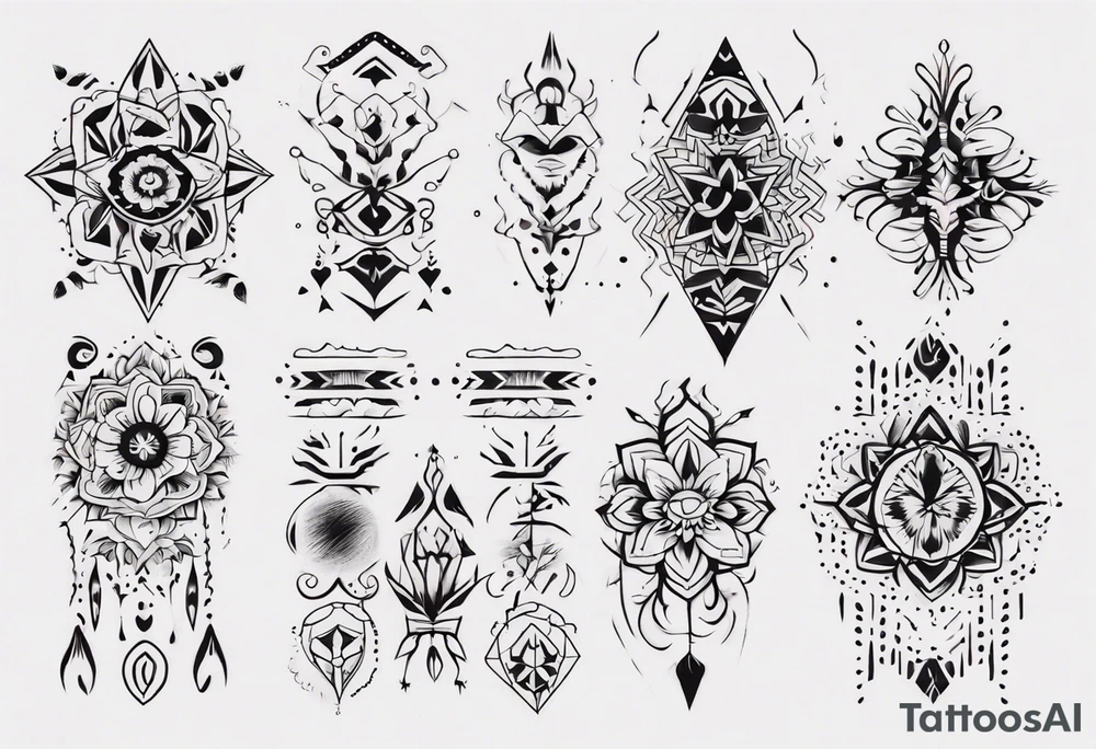 Minimalist Ornemental traditional henne indie tattoo idea