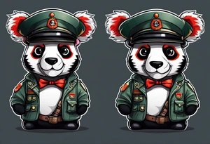 Combat Panda in mordern german army clothes tattoo idea