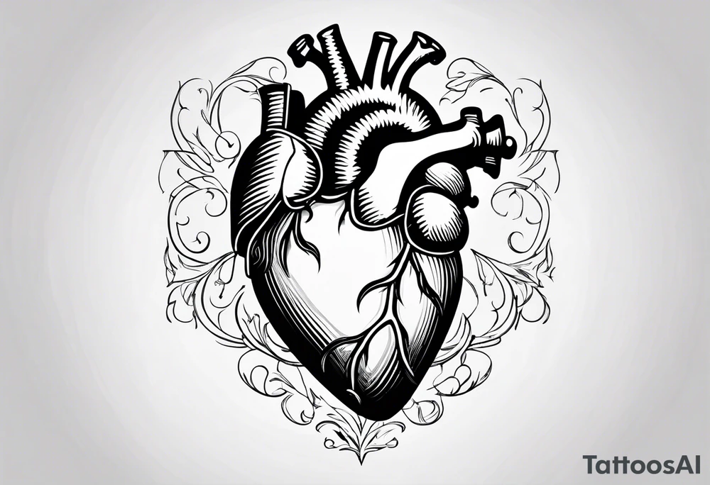 Simple Heart with MS inside tattoo idea