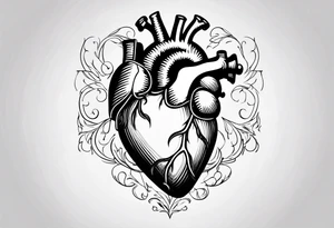 Simple Heart with MS inside tattoo idea
