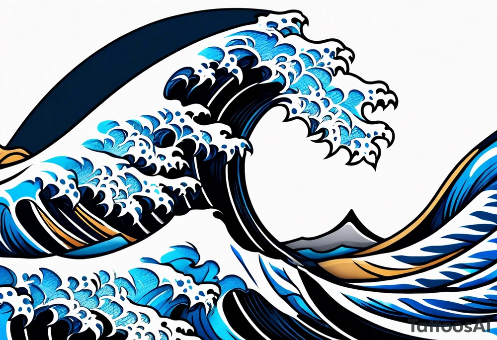 Design turning in to waves black with blue accent struggle perseverance under water tattoo idea