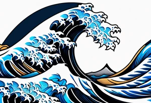 Design turning in to waves black with blue accent struggle perseverance under water tattoo idea
