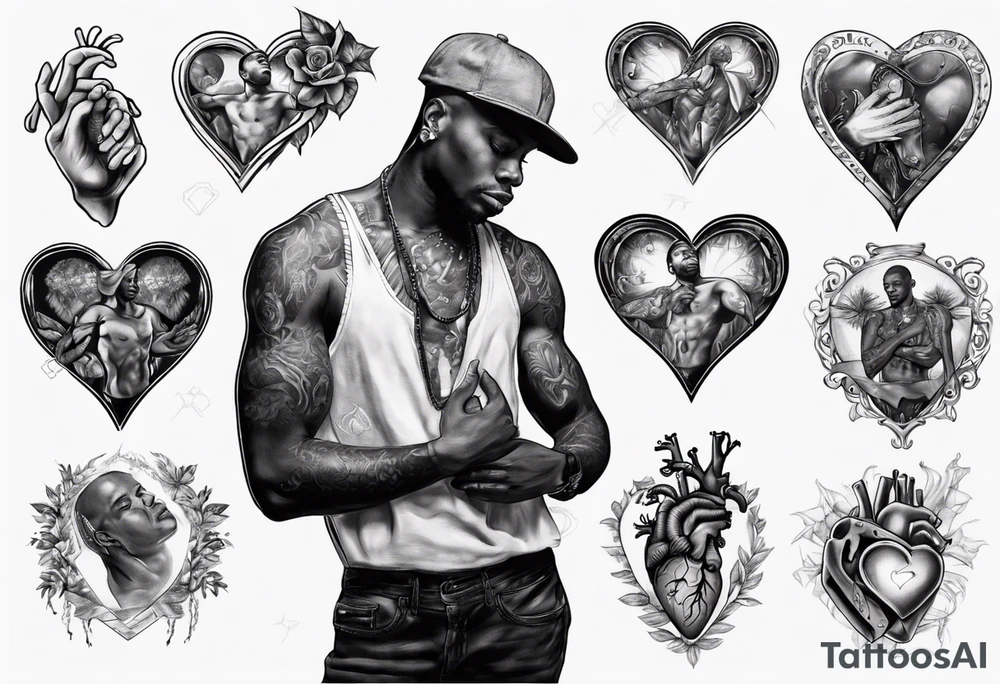 Black Man holding his heart tattoo idea