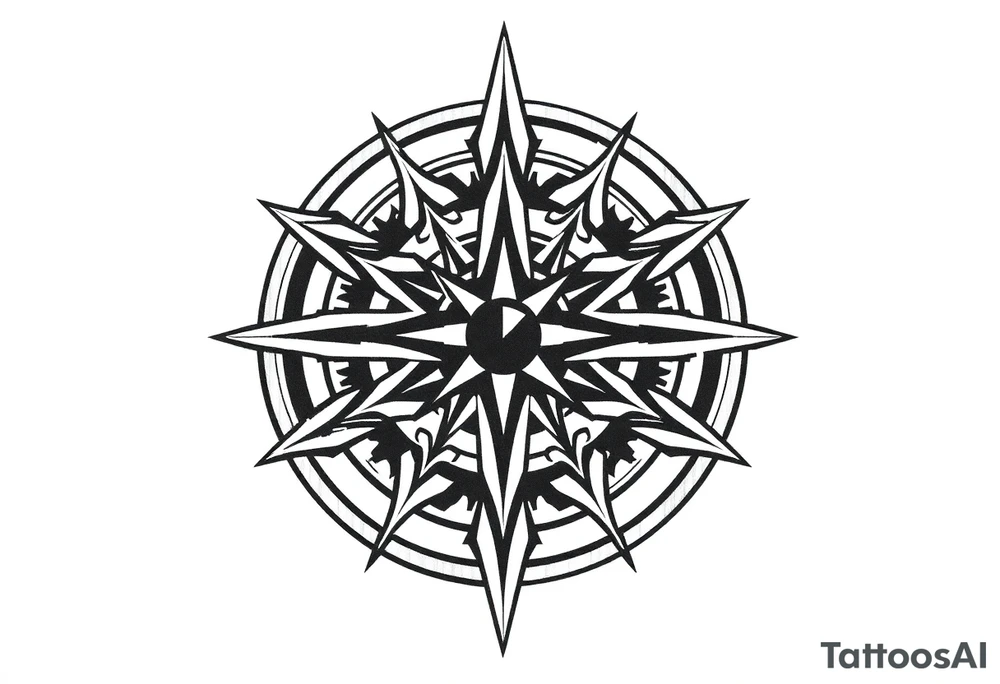 Simple Double layered compass rose tattoo idea