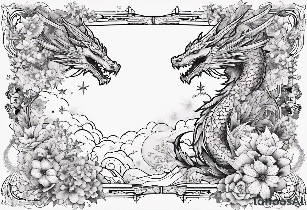 Constellation, wing , snow , cross , dragon female japan kawaii , flower tattoo idea