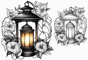 Lantern with morning glories tattoo idea