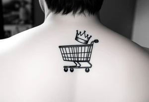 A small shopping cart with a princess crown 
somewhere on it tattoo idea