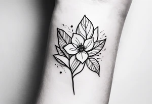 small feminine minimalist tattoo of leafs and flower on wrist tattoo idea