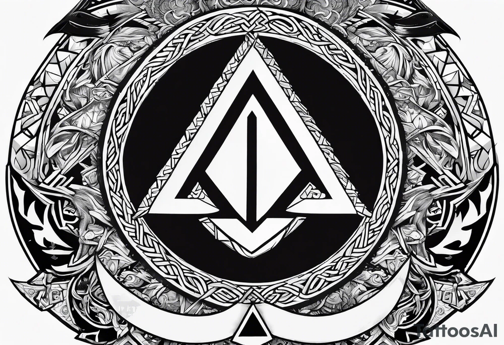 Valhalla  round 
shield axe sword valknut tattoo idea