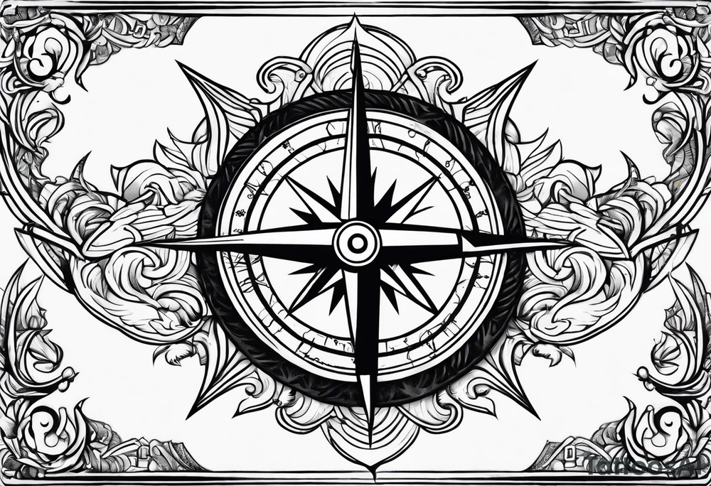 sword, wave, bolt, compass tattoo idea